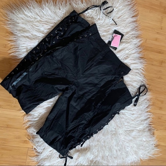 NWT PLT Lace Woven Eyelet Laceup Straight Leg Pant - Picture 5 of 6